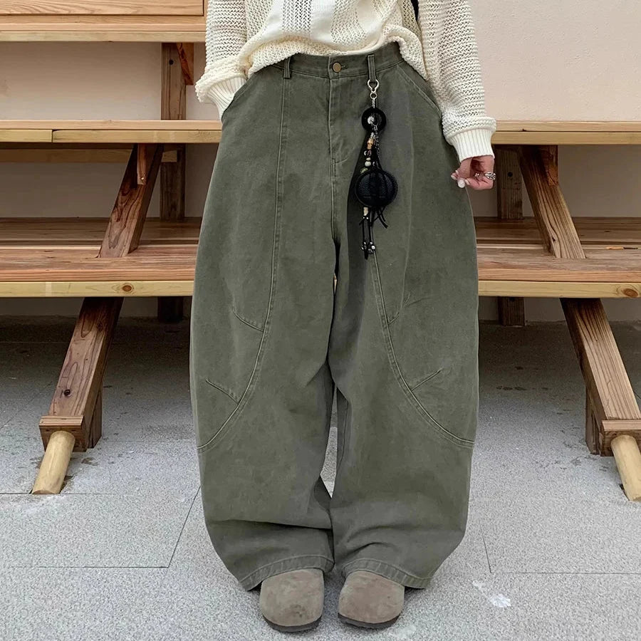 Y2K Womens Baggy Curved Barrel Jeans