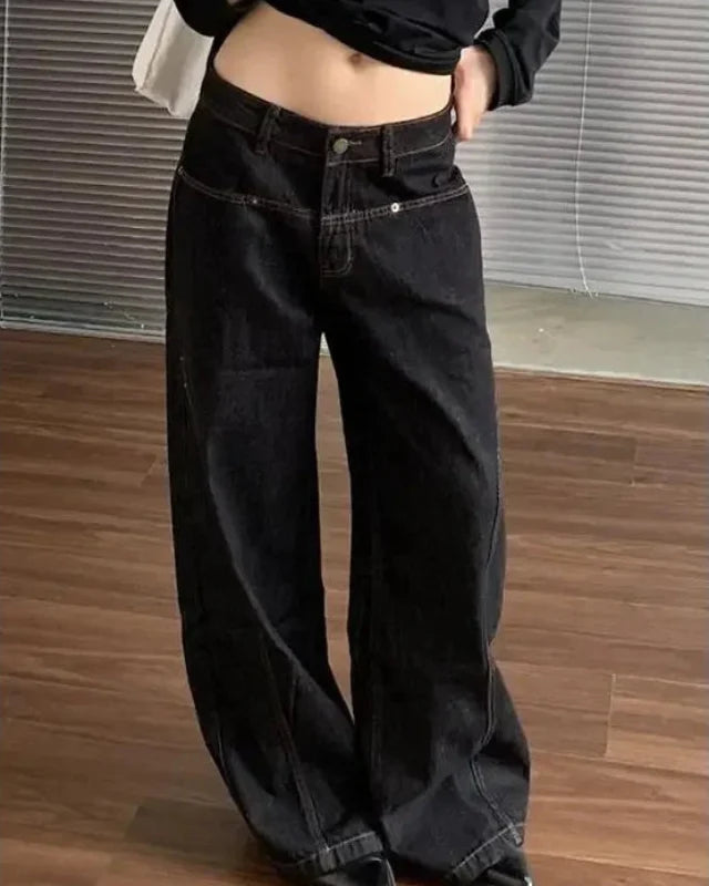 Y2K Womens High Waist Baggy Denim Jeans