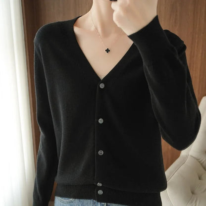 Y2K Womens Long Sleeve V Neck Button Up Cardigan