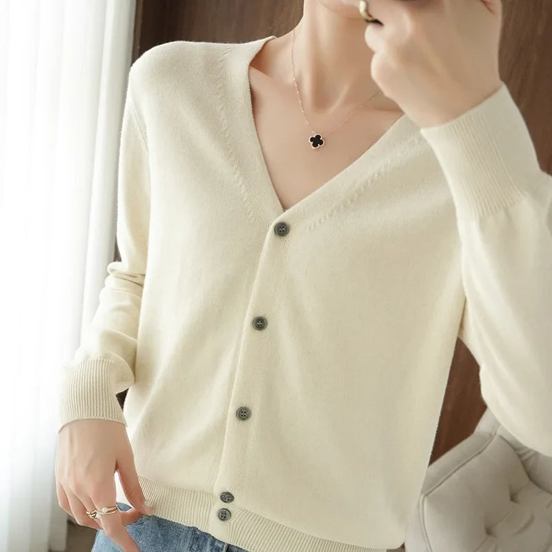 Y2K Womens Long Sleeve V Neck Button Up Cardigan
