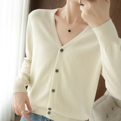 Y2K Womens Long Sleeve V Neck Button Up Cardigan