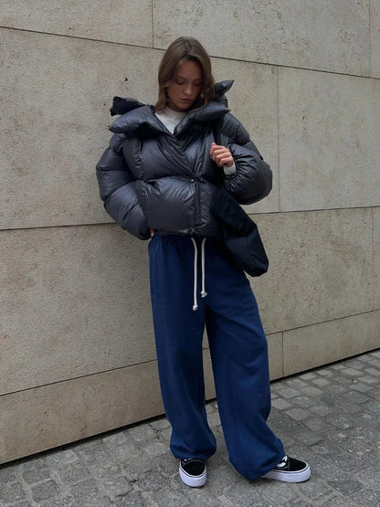 Y2K Womens Winter Warmer Hooded Puffer Jacket Coat