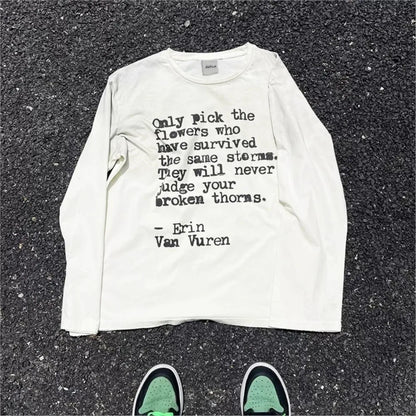 Y2K Words Of Wisdom Long Sleeve Graphic Top T Shirts