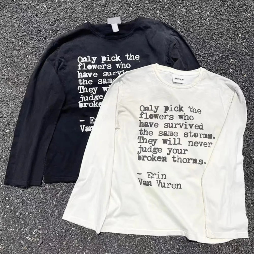Y2K Words Of Wisdom Long Sleeve Graphic Top T Shirts