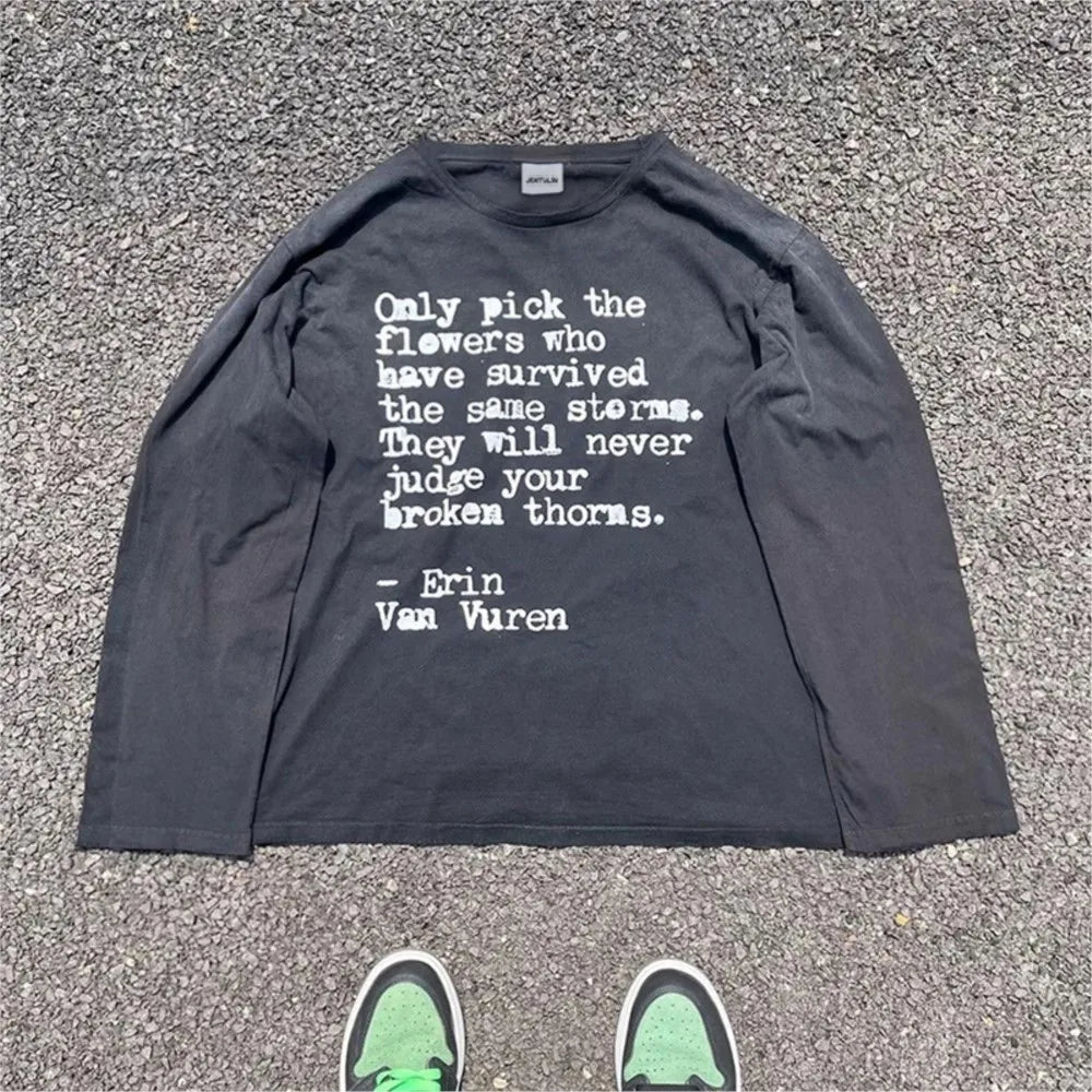 Y2K Words Of Wisdom Long Sleeve Graphic Top T Shirts