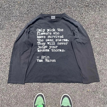 Y2K Words Of Wisdom Long Sleeve Graphic Top T Shirts