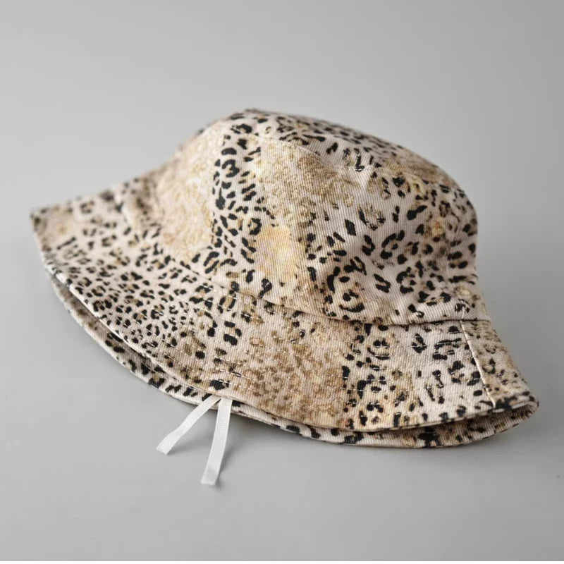Y2K Worn Leopard Print Bucket Hat