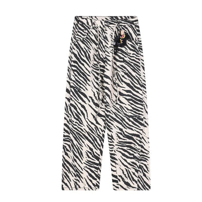 Y2K Zebra Striped Graphic Jeans